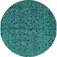 thumbnail image 1 of Ahgly Company Indoor Round Oriental Turquoise Blue Modern Area Rugs, 4' Round, 1 of 4