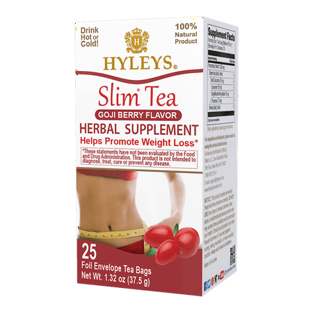 Hyleys Slim Tea Goji Berry - 25 Tea Bags (100% Natural, Sugar Free, Gluten Free and Non GMO) (BB 2/2025)