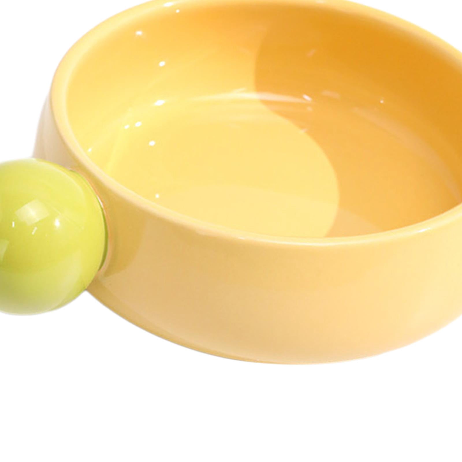 Bvdfgk Ceramic Cat Bowl Portable No Black Chin Non Slip Pet Puppy Kitten Bowl for Faced Yellow