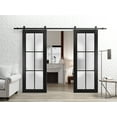 thumbnail image 4 of Sturdy Double Barn Door 48 x 96 inches | Planum 2122 Matte Black Frosted Glass | 13FT Rail Hangers Heavy Set | Solid Panel Interior Doors, 4 of 6