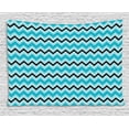 thumbnail image 1 of Seafoam Tapestry, Herringbone Zigzag Lines Geometric Illustration Retro Inspirations Chevron, Wall Hanging for Bedroom Living Room Dorm Decor, 80W X 60L Inches, Seafoam Blue Black, by Ambesonne, 1 of 2