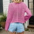 thumbnail image 4 of Lenpel Women's Crochet Sweaters Cropped Crew Neck Long Sleeve Fall Pullover Tops Trendy Hollow out Knit Outwear, 4 of 6
