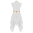 thumbnail image 6 of renvena Girls Praise Church Dance Dress Sleeveless Metallic Gold Asymmetrical Liturgical Celebration Choir Costume White 16, 6 of 7