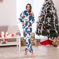 thumbnail image 2 of Adult Christmas Onesie Cherry with Blue Leaves Adult Zipper One-Piece Pajamas Unisex Pajamas with Pockets, 2 of 6