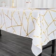 thumbnail image 6 of BalsaCircle 60" x 102" White Gold Metallic Geometric Design Polyester Rectangle Tablecloth, 6 of 8