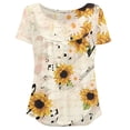 thumbnail image 4 of Chririnla Music Blouses for Women Plus Size Sunflower Tops Shirt Short Sleeve Tunic Blouse Summer V Neck Swing T Shirts, 4 of 6
