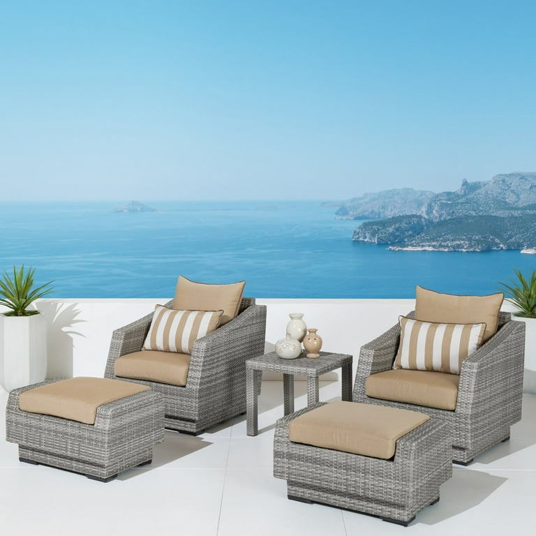 RST Brands Cannes Resin Wicker 5 Piece Patio Conversation Set Walmart