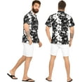 thumbnail image 5 of HAPPY BAY Men's Hawaiian Shirts Short Sleeve Button Down Shirt Floral Shirt Men Casual Holiday Summer Tropical Island Shirts for Men Funny 4XL Allover Hibiscus, Black, 5 of 6