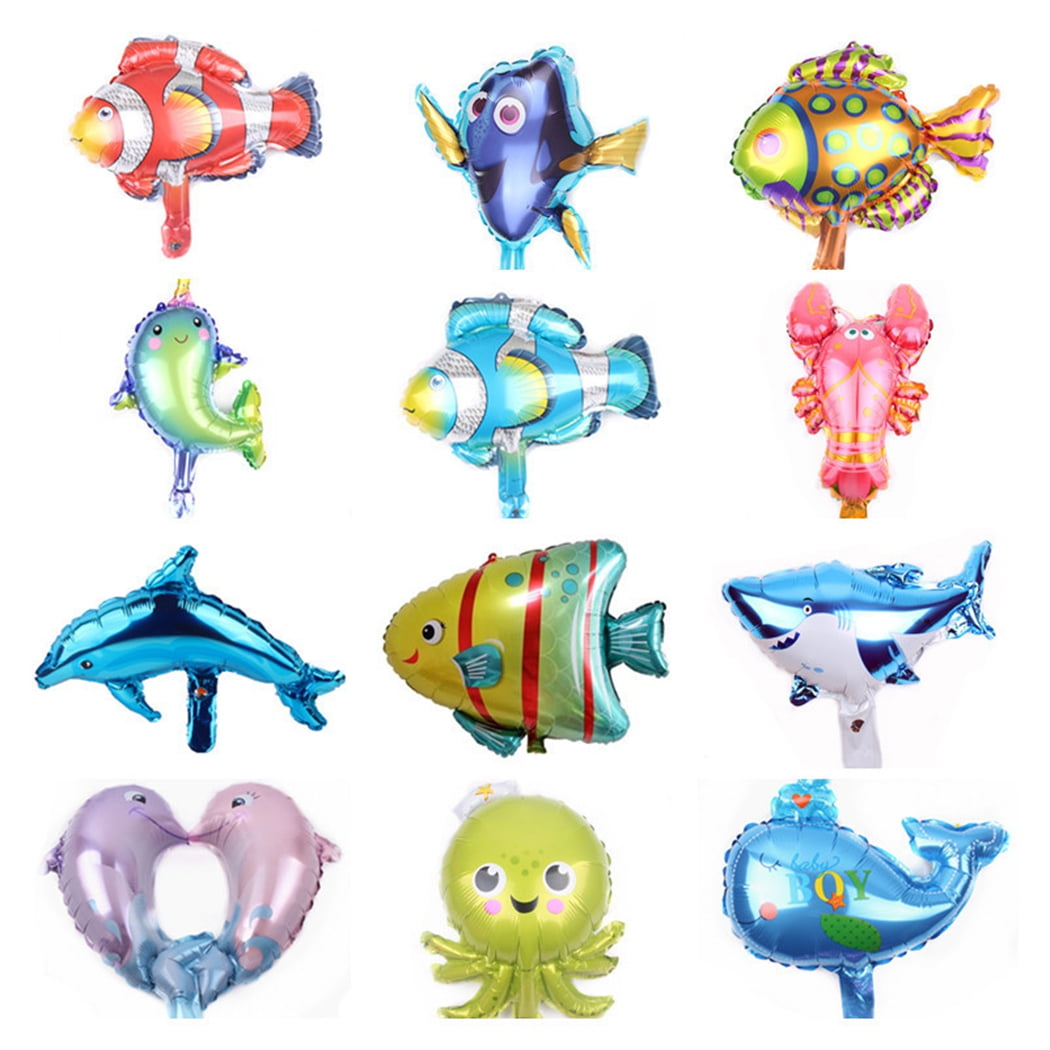 12PCS Party Balloon Creative Ocean Fish Lovely Birthday Balloon Mylar Balloon