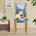 thumbnail image 4 of Yayeee 4 Pack Dining Chair Covers Stretch Parson Chairs Slipcovers Seat Protector, Green Seaside, 4 of 6