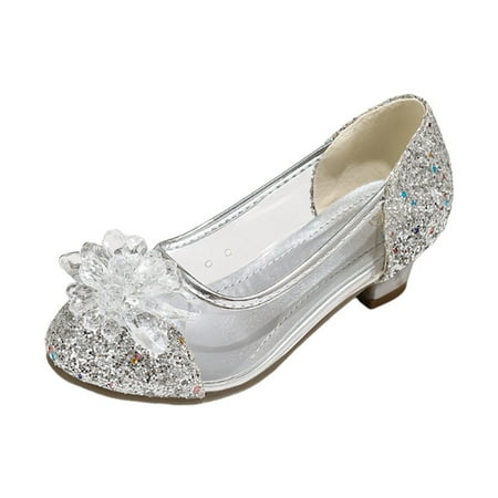 eczipvz Purple Shoes for Girls Open Front Bow Sequins Sandals for Girls Kids Princess Wedding Formal Ankle High Heel Shoes Gold 11.5
