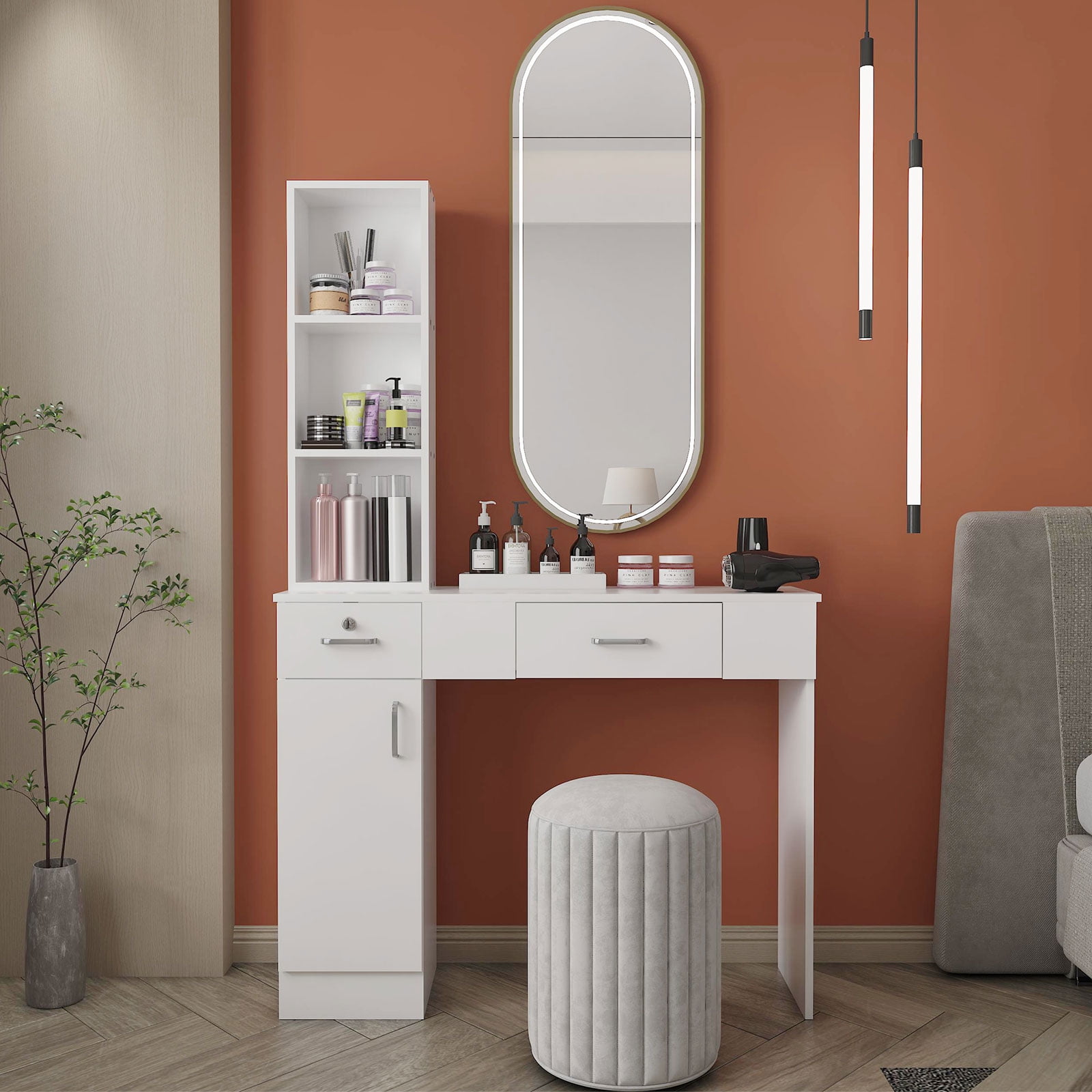 Hironpal Modern Locking Wall Mount Salon Station for Hair Stylist