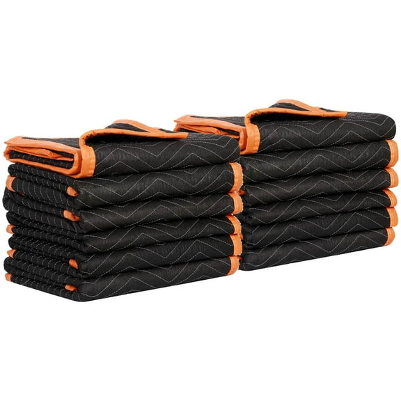 ZenStyle Heavy Duty Moving Blankets, 72" x 40", Black & Orange,12 Pack