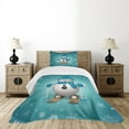 thumbnail image 4 of Ambesonne Snowman Quilted Bedspread Set 2 Pcs, Skiing Snowflakes Fun, Twin Size, Pale Brown Turquoise, 4 of 5