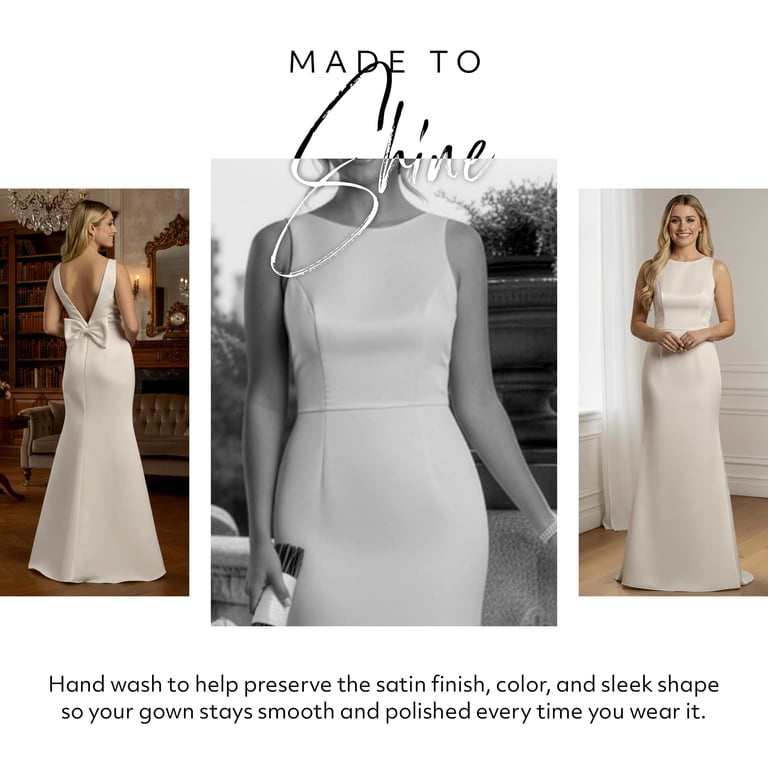 David's Bridal, The Edit by DB Studio Women's High Neck Bow Back Mermaid Wedding  Dress, Full Length, Satin - Walmart.com