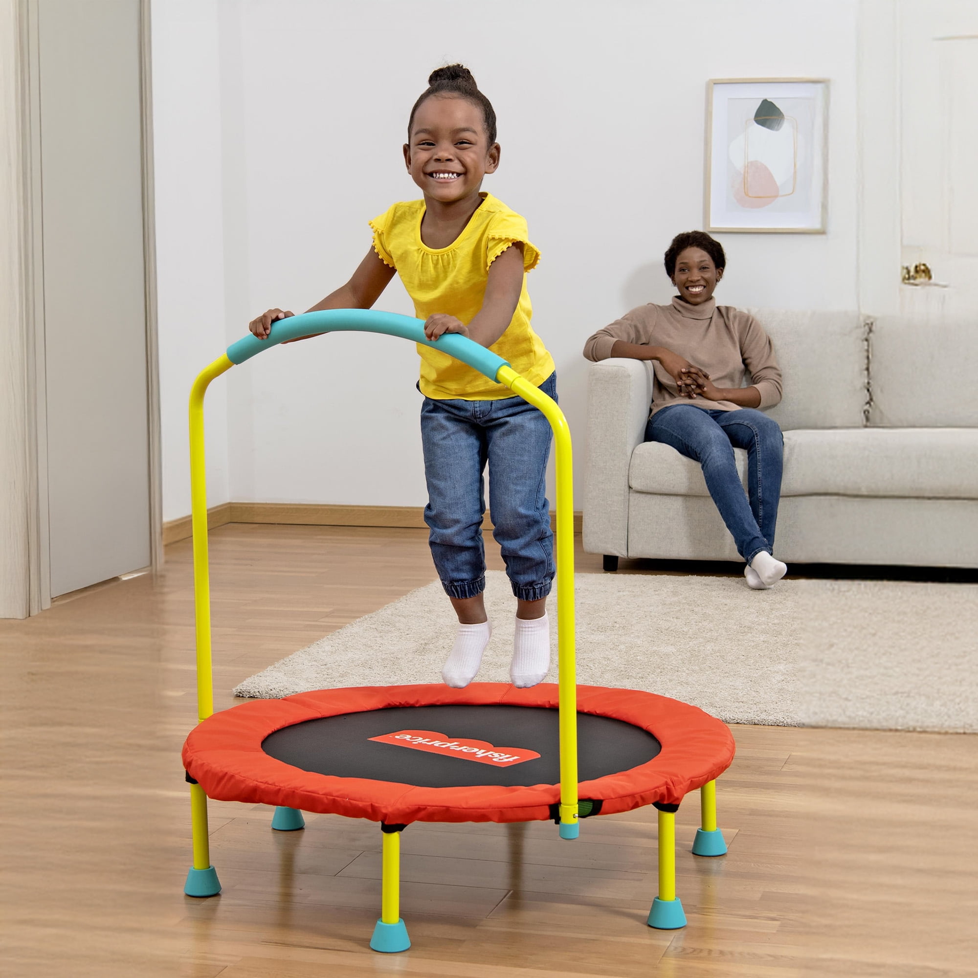 Fisher-Price WonderJump 36" Round Indoor Trampoline Kids Toddler Toy, Multicolor