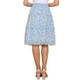 thumbnail image 3 of Faldas florales para mujer INSPIRE CHIC, falda de gasa de verano con cintura elástica fruncida, corte A, por debajo de la rodilla, con volantes, color azul y blanco, 3 of 6