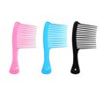 thumbnail image 3 of peines de plástico con dientes anchos, peinados hacia atrás, profesionales, para peluquería, antienredos, para uso doméstico (negro, rosa y celeste)., 3 of 5