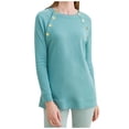 thumbnail image 1 of Women's Long Sleeve Button T-Shirts 2022 Crewneck Solid Color Fall Trendy Tunic Tops Casual Fitted Basic Blouse Tee, 1 of 7