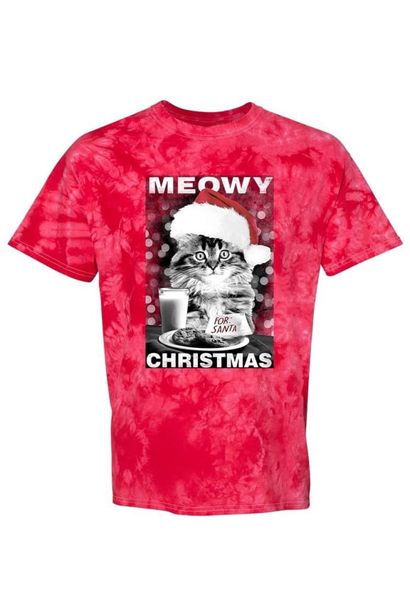 Meowy Christmas, Cute Cat Tie-Dye Crystal Men -, Male Medium