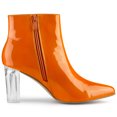 thumbnail image 7 of Unique Bargains Women's Clear Heel Pointy Toe Chunky Heel Ankle Boots Orange 6.5, 7 of 7