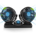 thumbnail image 1 of Ventilador giratorio de 360 ​​grados para coche, ventiladores eléctricos de 12 V CC de 2 velocidades con cabezal doble, ventilador circulador de aire de refrigeración silencioso y fuerte par, 1 of 5