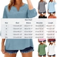 thumbnail image 2 of Craaazy Womens Casual Loose Solid Color V-Neck 3/4 Sleeve Cotton Linen Blouse with Embroidery for Daily Wear Gift, 2 of 9