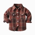 thumbnail image 4 of TOWED22 Boys Plaid Flannel Shirts Long Sleeve Casual Button Down Shirts Collared Fall Clothes,Brick Red,18-24 M, 4 of 5