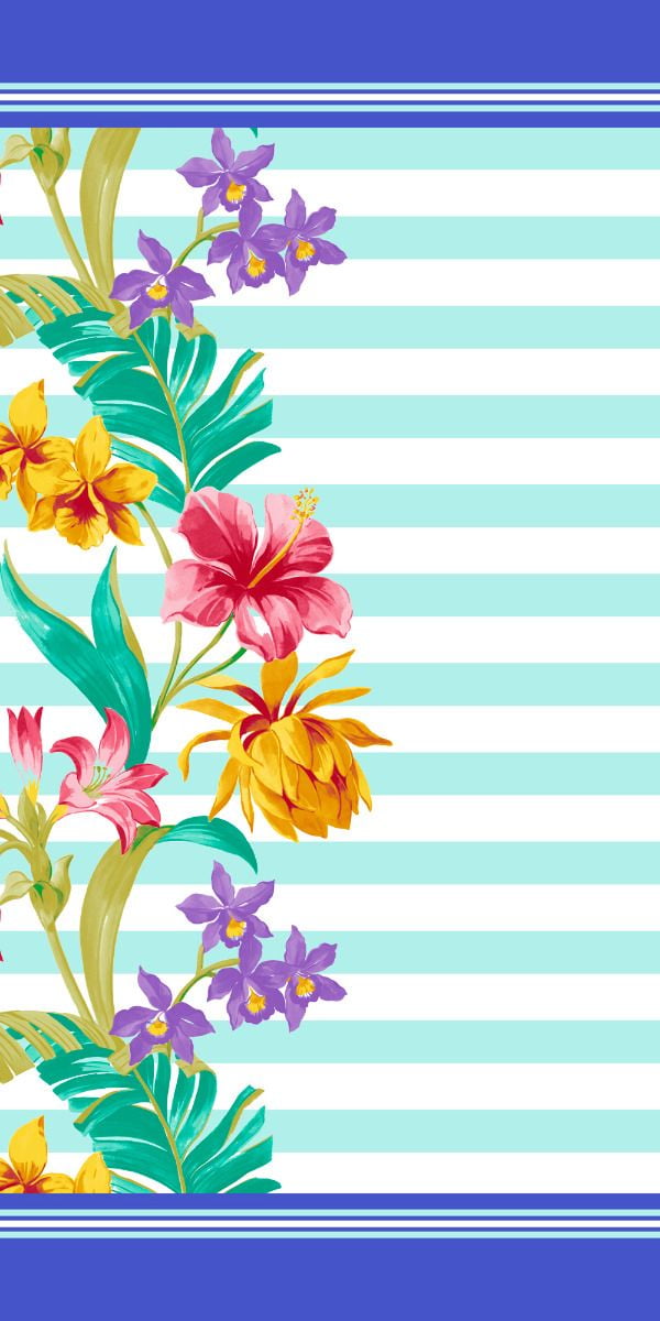 Floral Stripes Beach Towel 30' x 60' 100% Cotton