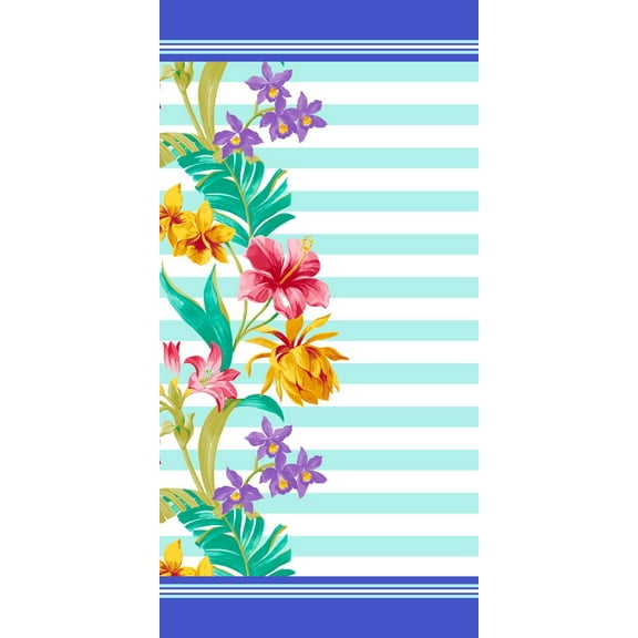 Floral Stripes Beach Towel 30" x 60" 100% Cotton