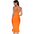 thumbnail image 2 of Womens Halter Fishtail Bandage Party Dress Elegant Wedding Guest Dress Color Orange Large, 2 of 4