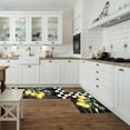 thumbnail image 2 of Summer Farmhouse Fruit Lemon Black and White Plaid Kitchen Mat Rug Set of 2 Runner Rug Anti-Fatigue Comfort Memory Foam Standing Mat Non-Slip Floor Door Mat for Bathroom Bedroom 18x30in+18x48in, 2 of 6