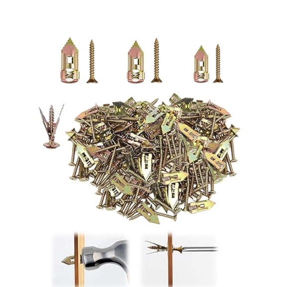 3 Sizes Self Drilling Drywall Anchors with Screws Kit, 120 PCS Zinc Plated Steel Expansion Bolts, Heavy Duty Grip Anchors for Wall, Sheetrock Anchor for Shelf, Mirror, Cabinet, Picture Frames