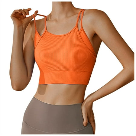 Fsqjgq Bras for Women Underwear Strapless Bra for Big Bust Workout Strapless Bras Cotton Bras for Women Wirefree Crisscross Back Sports Bra Padded Racerback Crop Sports Bras Workout Yoga Gym Tank Top
