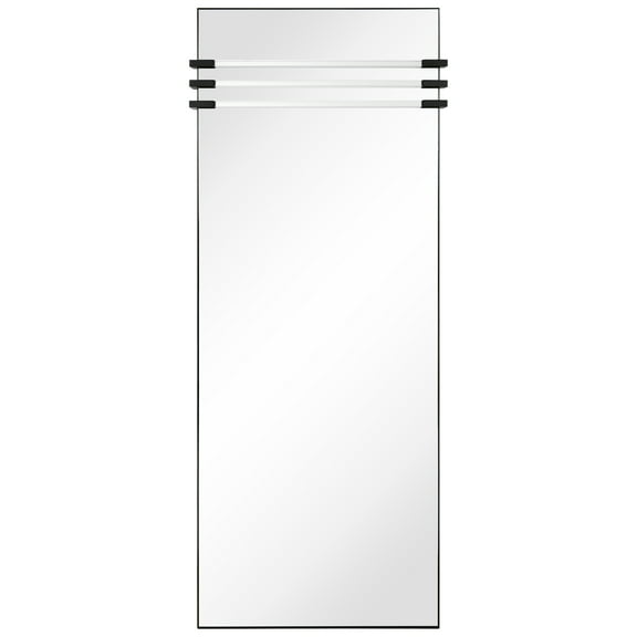 "Acrylic Accent Rectangular Wall Mirror",30"x72" Mirror Featuring Three Clear Acrylic Accent Rails, on a Black Iron Frame