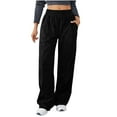 thumbnail image 3 of Women's Winter Yoga Sports Loose Casual Long Pants Trousers with Pocket, High Waisted Elastic Waistband Stretchy Flowy Lounge Wear, Athletic Workout Running Gym Pilates Zumba, Travel Essentials for W, 3 of 9