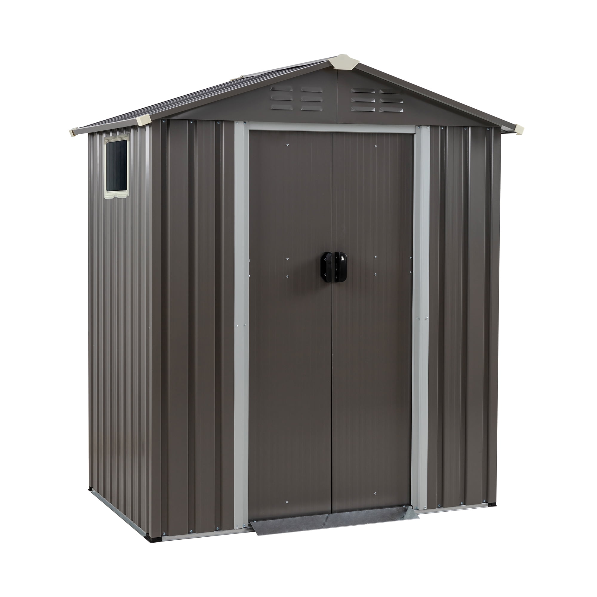 Sobaniilo 5x3x6FT Outdoor Storage Shed Clearance with Lockable Door Metal Garden Shed Steel Anti-Corrosion Storage House Waterproof Tool Shed (Gray)