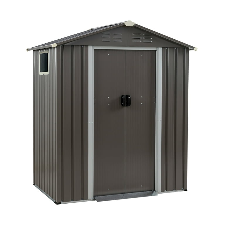 Sobaniilo 5x3x6FT Metal Garden Storage Shed, Lockable Door, Anti