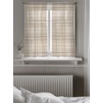 thumbnail image 5 of Buffalo Plaid Curtains 45 Inch Length,Sheer Curtains for Bedroom Living Room Window Sand Beige Cream Farmhouse Gingham Striped Rod Pocket Drapes Kitchen Curtains Small Half Window 42"x45" 2 Panels, 5 of 7