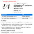 thumbnail image 2 of Rear Left Window Regulator - Compatible with 2001 - 2006 Chevy Silverado 2500 HD 2002 2003 2004 2005, 2 of 2