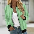 thumbnail image 2 of Fashion Olyvenn Women's Green Polka Dot Striped Bomber Jacket Long Sleeve Zipper Up Lightweight Fall Outerwear Khaki XXL, 2 of 5
