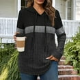 thumbnail image 3 of Otntypg Long Sleeve Hoodie Tunic Sweaters for Women Fall Casual Ribbed Knitted Drawstring Hooded Sweater Tops Loose Irregular Hem Blouses Black#01 S, 3 of 6