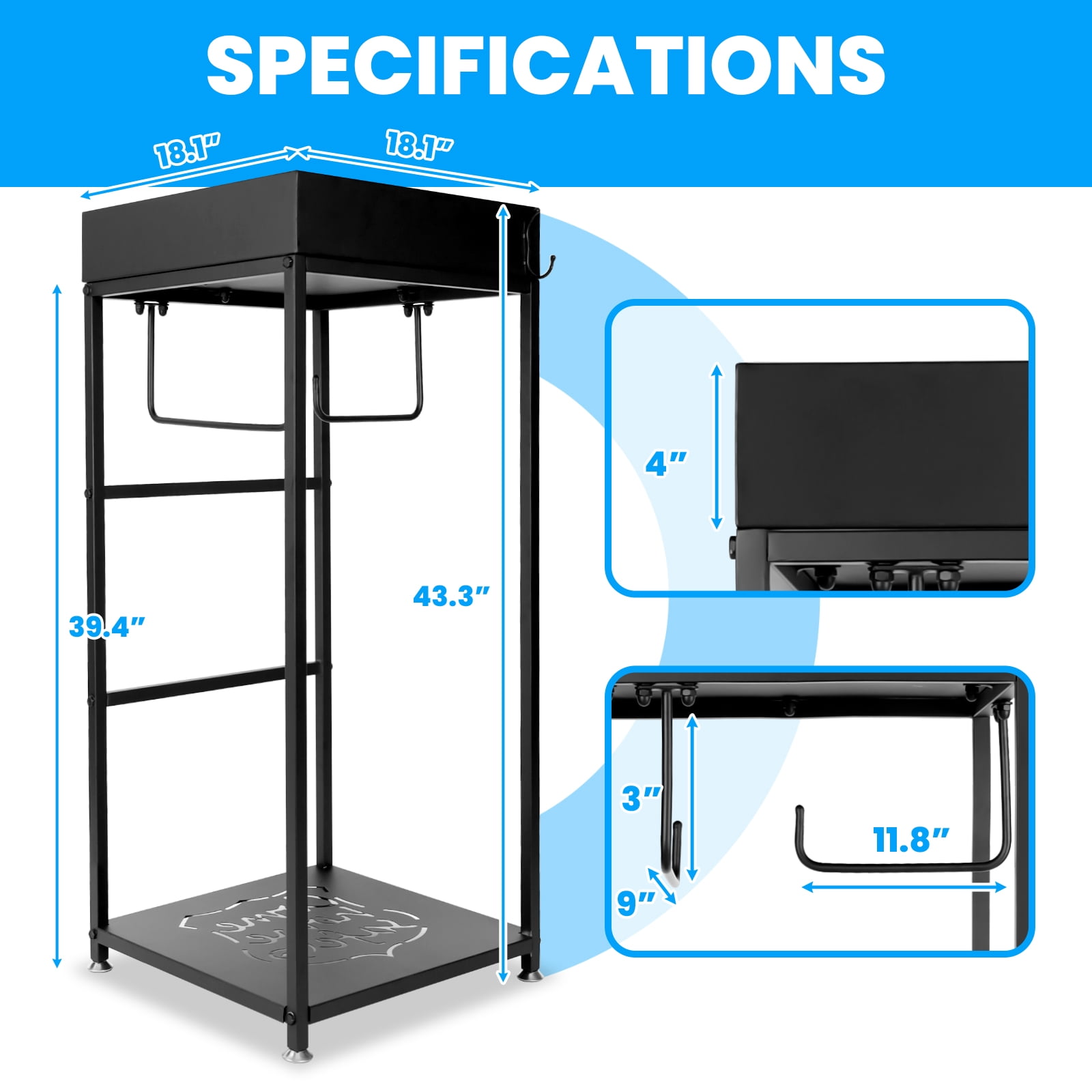 Police Gear Rack,Combination Lock Built To Last, 3 Hook Design Tactical Duty Gear Rack Decor , for Security Office, Greenhouse,Home