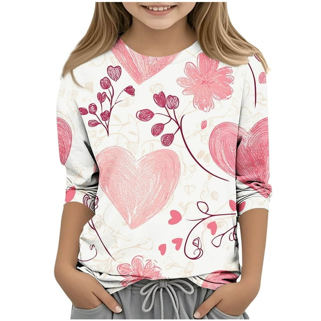 Chemises pour Enfants, Chemise Imprimée à Manches 3/4 Col Rond pour Garçons et Filles, Haut pour Enfants