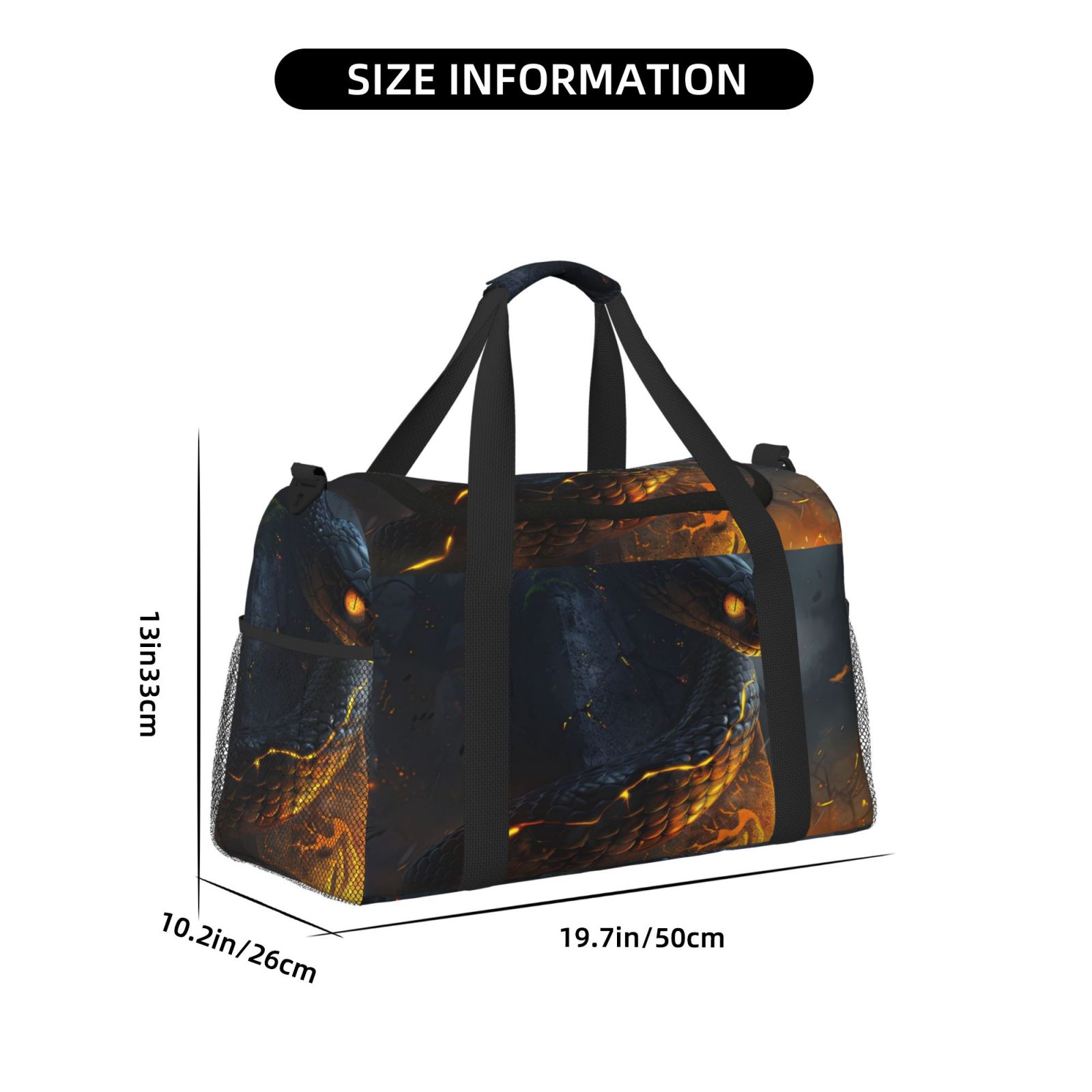 Fuzoiu Glowing Snake Dark Forest Print Travel Duffle Bag,Carry On Tote Bags,Duffel Bag,Sport Gym Bag, Hospital Bag for Labor and Delivery, Overnight Bag,Luggage Bag
