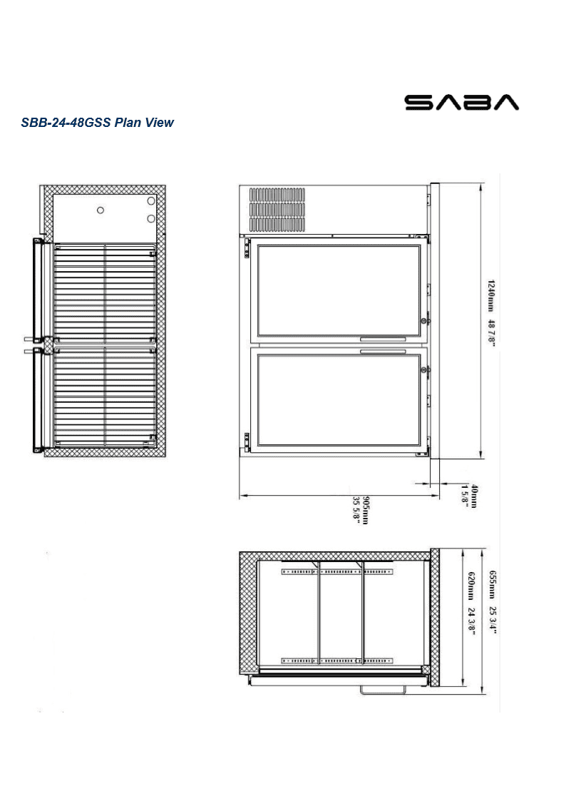 Heavy Duty Commercial Stainless Steel Back Bar Cooler with 2 glass doors (24" depth 48" length)