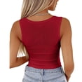thumbnail image 4 of Lumtrix Womens Tank Tops Scoop Neck Sleeveless Ribbed Tank Summer Basic Thick Strap Slim Fitted Racerback Tops Red S, 4 of 4