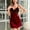 Red, variant on Sexy Sleepwear for Women Lace Satin Nightgown V Neck Chemise Nightie Spaghetti Strap Negligee Full Slip Dress Soft Nightwear M-XXL Clearance Wine
