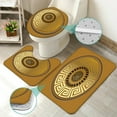 thumbnail image 3 of 4 Pcs Mandala Bathroom Shower Curtain Sets with Rugs, Geometric Bathroom Sets with Shower Curtain and Rugs, Gold Black Antique Greek Key Bathroom Decor Sets with Mats and Towels, 3 of 7