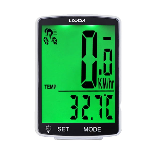 Lixada LIXADA Wireless Bike Computer Multi Functional LCD Screen Computer Mountain Bike Speedometer IPX6 Waterproof Cycling Measurable Stopwatch Cycling Accessories White Shell Green Backlight